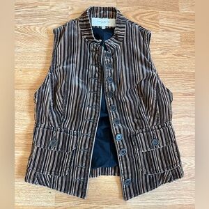 Karen Millen Brown Black Beige Cream Striped Velvet Vest US 4